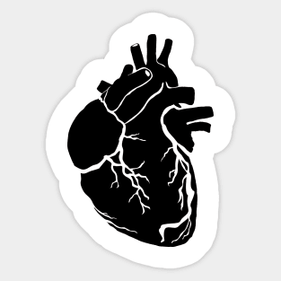 Anatomical heart design, black Sticker